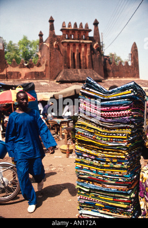 Cloth stall outside historic Grand Marche Bamako Mali West Africa Stock Photo