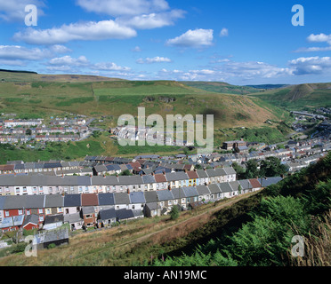 Terraced housing Tylorstown Rhondda Valley Wales UK Stock Photo