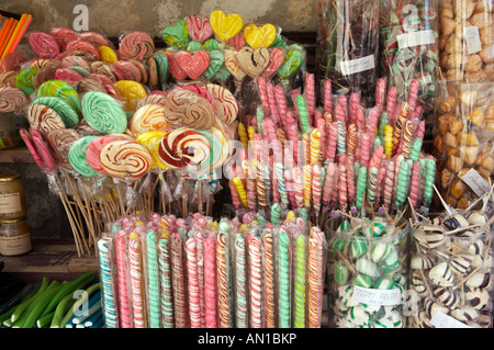 Sweets at a candy store in the village of Gourdon, Alpes Maritimes, Provence, France, Europe. Stock Photo