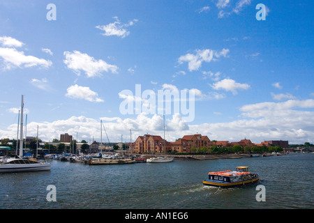 Bristol docks and marina on a sunny summers day with blue sky and white clouds Bristol Avon Somerset England UK United Kingdom Stock Photo