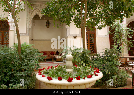 Morocco Marrakesh Villa des Orangers riyad courtyard Stock Photo
