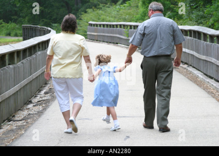 Louisiana Abita Springs,Tammany Trace,rail to trail conversion,family families parent parents child children,mother mom,father dad,walking,exercising, Stock Photo