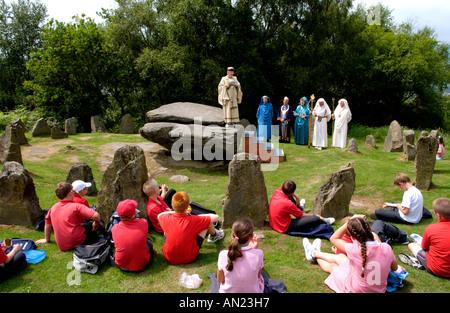 Bards celebrate 150th anniversary of Welsh National anthem at eisteddfod Gorsedd stone circle in Pontypridd South Wales UK Stock Photo