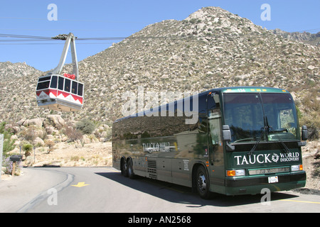 Albuquerque New Mexico,Sandia Peak Aerial Tramway,world's longest,tour bus near base station,NM091403 W0032