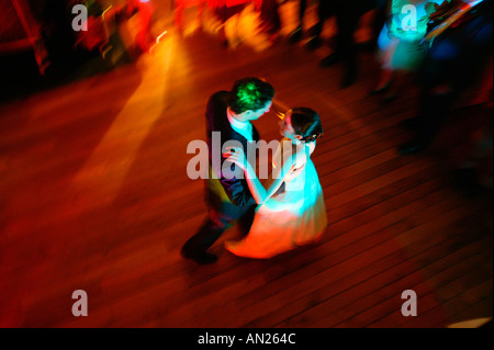 Couple performing their wedding dance in front of guests. Stock Photo