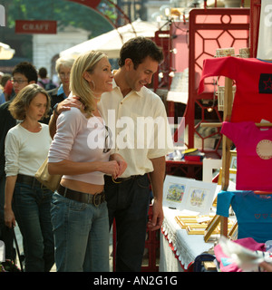 Couple in Piazza, Apple Market Stock Photo