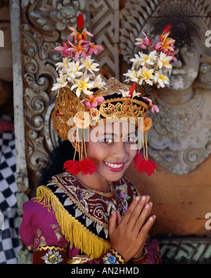 Legong Dancer / Girl Dressed in Traditional Dancing Costume, Bali, Indonesia Stock Photo