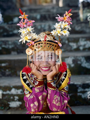 Legong Dancer / Girl Dressed in Traditional Dancing Costume, Bali, Indonesia Stock Photo