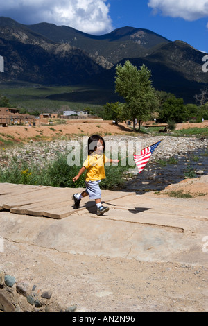 Taos Pueblo Little Boy Stock Photo
