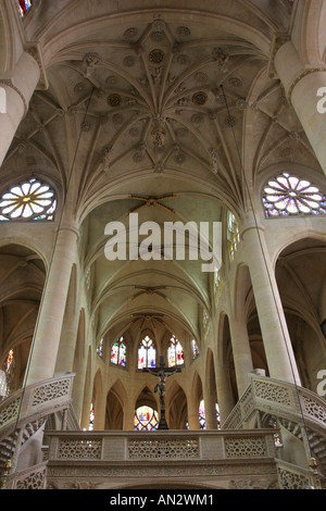Gothic Arches in Church Saint-Étienne-du-Mont, Paris, France Stock Photo