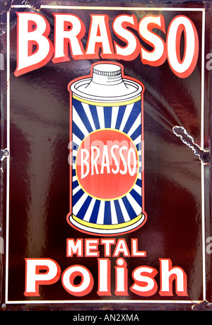 Brasso Sign Vintage enamel Brasso Metal Polish sign at East Sussex Railway heritage ...