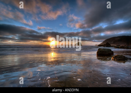 Indian beach stormy sunset Stock Photo