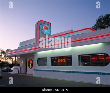 Route 66 / Route 66 Diner / Night View, Albuquerque, New Mexico, USA Stock Photo