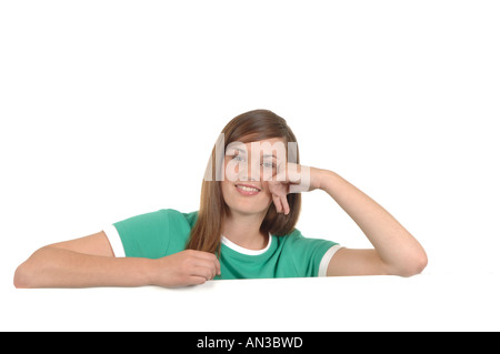 a teenage girl happy looking at the camera Stock Photo