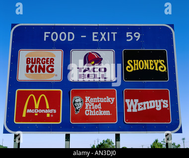 Highway fast food exit sign hi-res stock photography and