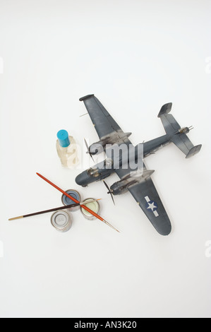 Aviation plastic modeling isolated on white Stock Photo