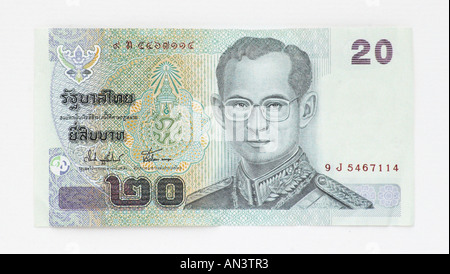 Thailand 20 Twenty Baht Note Stock Photo