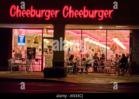 Cheeburger Cheeburger restaurant at night in Florida Stock Photo