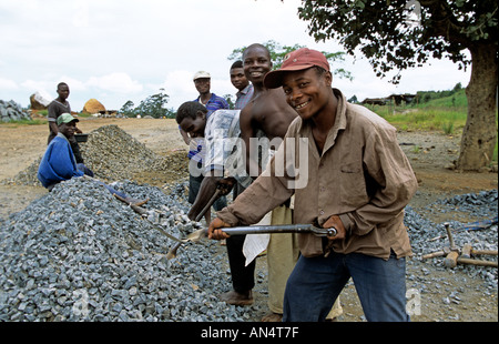 An African workers at the construction site Stock Photo