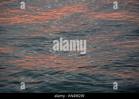 Sunset reflections in Gulf of Mexico from Venice Beach in Venice Florida Stock Photo