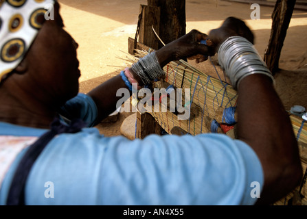 A Venda weaver at work in South Africa Stock Photo