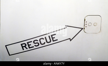 Detail of stenciled markings for Rescue on a military jet Stock Photo