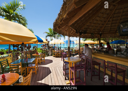 Beach Bar at Doctors Cave Beach, Montego Bay, North Coast, Jamaica ,Caribbean, West Indies Stock Photo