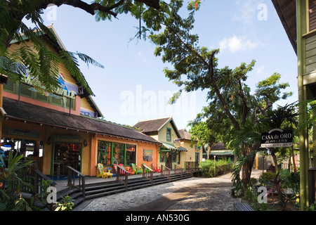 Shops and Restaurants in  Island Village Shopping Complex,  Ocho Rios, Jamaica, Caribbean, West Indies Stock Photo