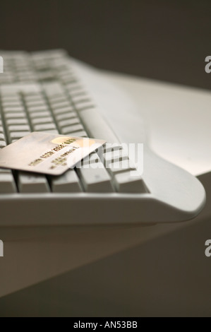 Computer keyboard and credit card Stock Photo