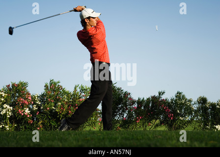 professional golfer using the driver Stock Photo