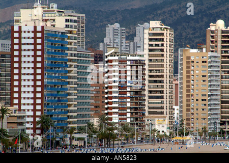 Benidorm Costa Blanca Spain Espana Europe EU High Rise Buildings Hotels and Apartments Stock Photo