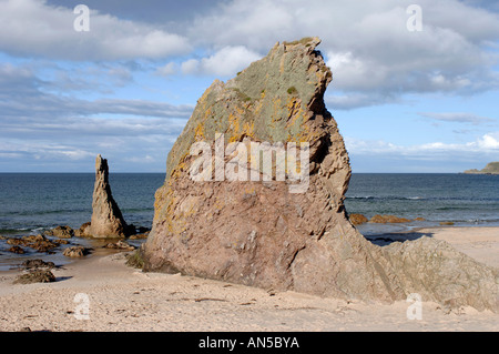 The Three Kings, rock stacks on Cullen beach, Moray. Grampain Region. Scotland.  XPL 3261-324 Stock Photo