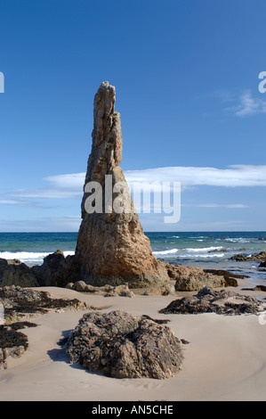 One of the Three Kings, rock stacks on Cullen beach, Moray. Grampain Region. Scotland.   XPL 3271-324 Stock Photo