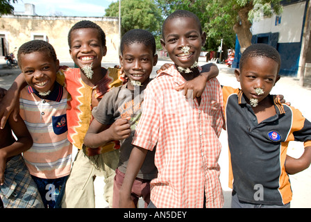 young boys with fake beards, ilha de mozambique Stock Photo