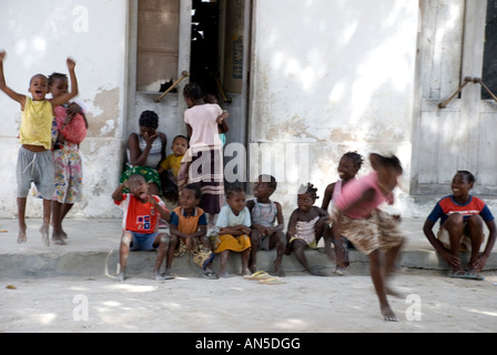 children playing, upper town, ilha de mozambique Stock Photo