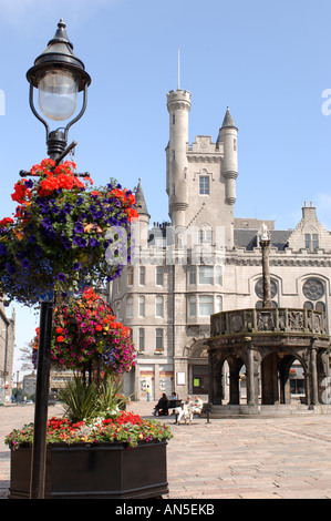 Castlegate and Salvation Army Citadel building in Aberden City. Grampian. Scotland.  XPL 3301-327 Stock Photo