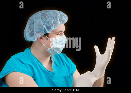 A surgeon preparing for surgery Stock Photo