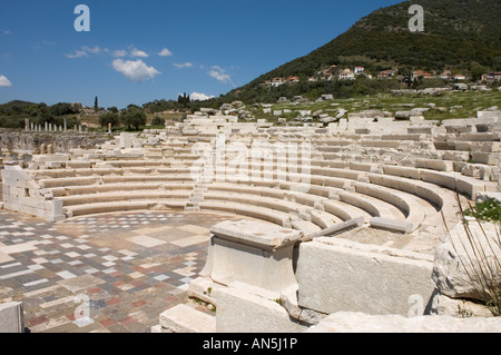 The Ekklesiasterion, assembly hall, at Ancient Messene (Ithomi) Messinia, Southern Peloponnese, Greece Stock Photo