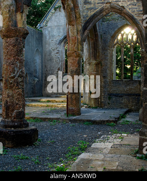 Interior of a burnt out church attacked by arsonists and left as a ruinous shell Stock Photo