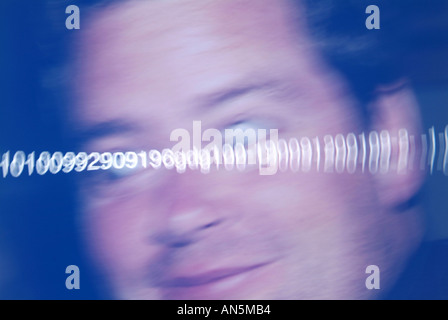 strange man with binary code abstract surreal image Stock Photo