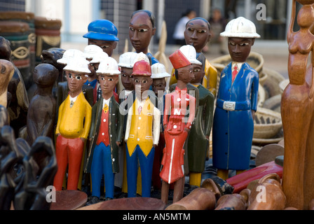 carved figures, craft market, post street mall, windhoek, namibia Stock Photo