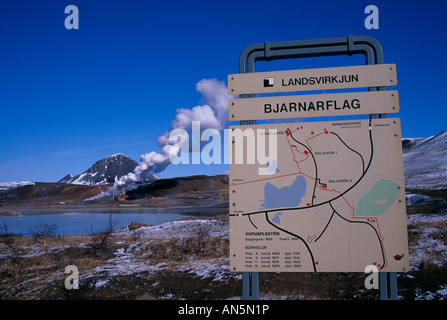 Geothermal station 'Bjarnarflag', near Reykjahlid, North East Iceland, Iceland Stock Photo