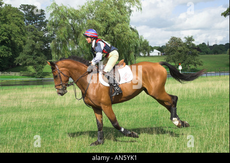 Three Day Event Rider Louise Skelton  competing at the Henbury Hall Horse Trials Stock Photo