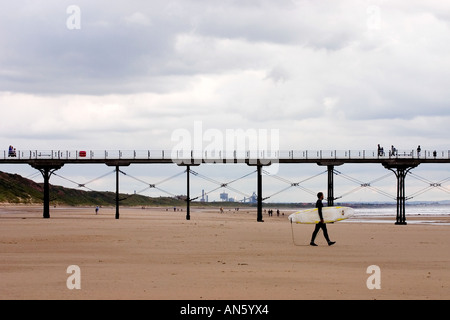 Surf border at Saltburn Pier, UK Stock Photo