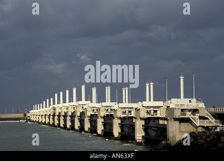 Deltaproject Oosterschelde dam dike Zeeland Holland Netherlands Schouwen and Walcheren North Sea struggle inundation flood 1953 Stock Photo