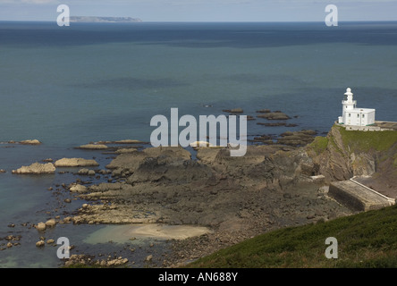 Looking northwest from Hartland Point with Lundy Island on the horizon Stock Photo