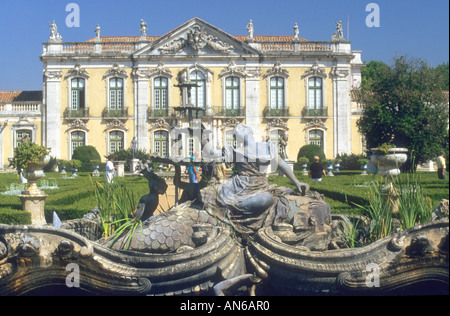 the beautiful and elegant Palace of Queluz at Sintra in Portugalis the summer seat of the Royal Family Stock Photo