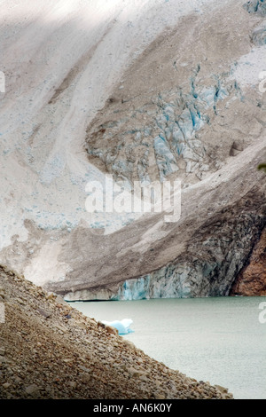 Lagoon Piedras Blancas at the base of a hanging mountain glacier Glacier Fitz Roy Patagonia Argentina Stock Photo