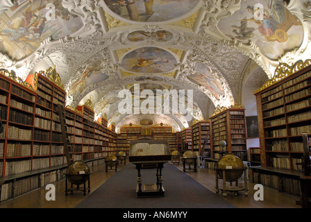 The Theological Hall with stucco decoration and paintings from 1720s at Strahov Monastery in Hradcany district Prague Czech republic Stock Photo
