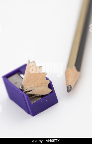 Pencil and sharpener Stock Photo